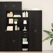 Libreria con cassetto-Scaffale per Libri-Mobile di Stoccaggio Rovere Nero 30 x 42.4 x 185.2 cm