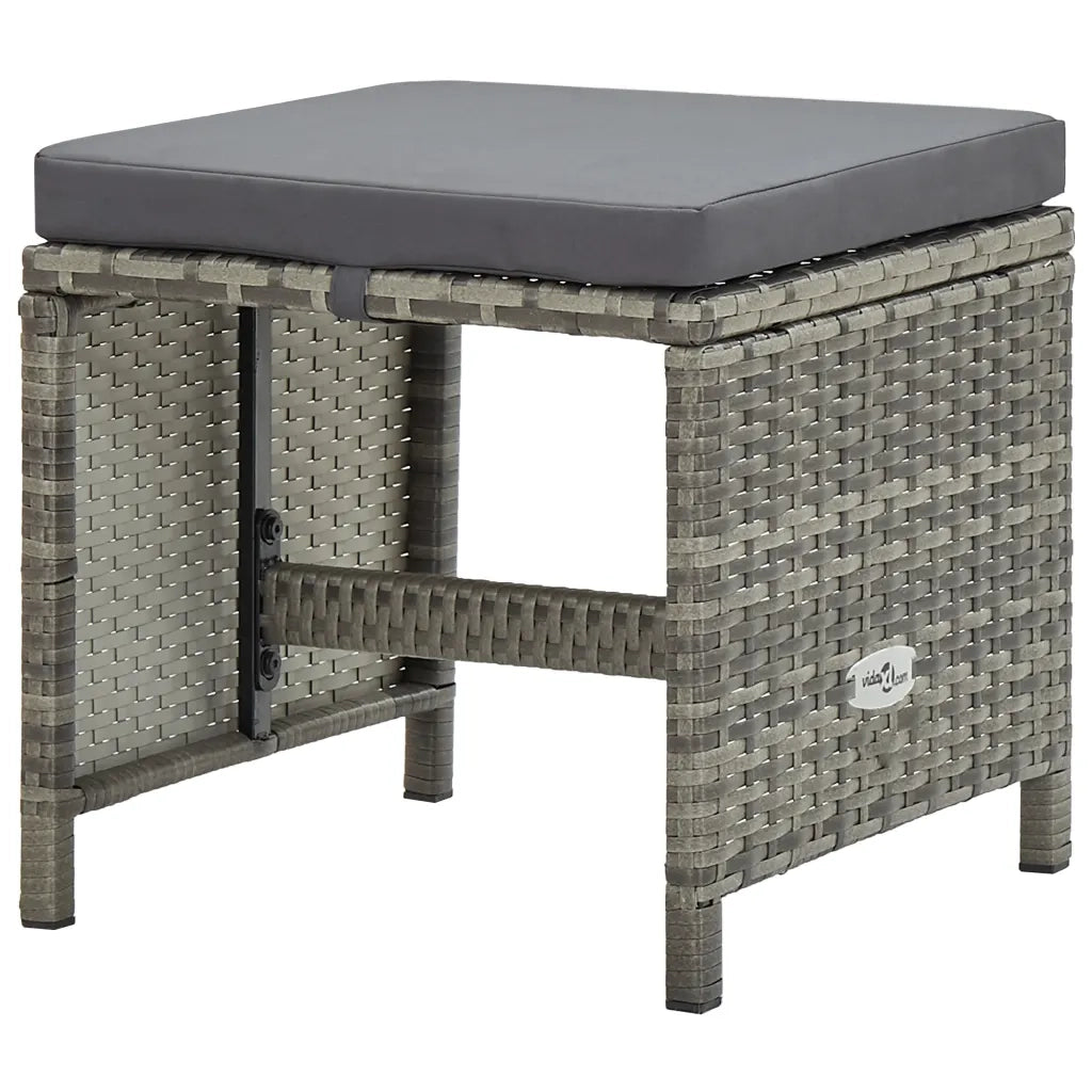 Set da Pranzo da Giardino 11 pz con Cuscini Polyrattan Grigio  cod mxl 36990