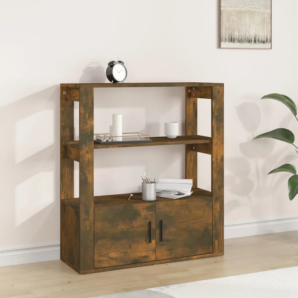 Credenza-Buffet-Armadio da cucina Rovere Fumo 80x30x90 cm in Legno Multistrato