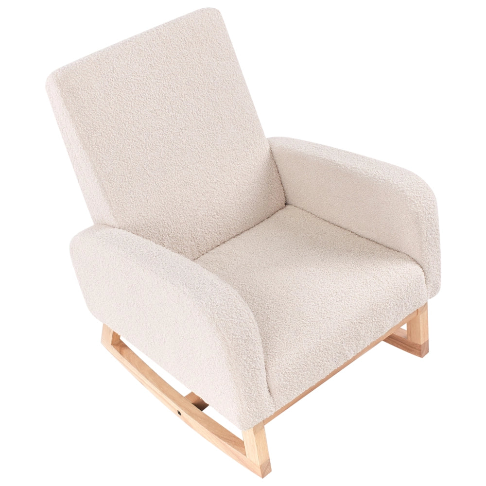 Sedia a dondolo per bambini Boucle in legno per bambini beige chiaro cameretta