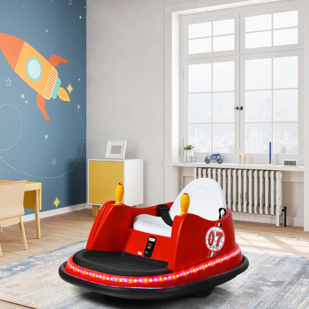 Macchina per autoscontri per bambini con luci colorate, Macchina elettrica autoscontri 6 V con musica Rosso