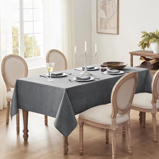 Tavolo da giardino in tessuto lavabile, 140 x 180 cm, rettangolare, di 210 g/m², stile lino, lavabile, impermeabile all'acqua, tovaglie da tavola, per esterni, giardino, matrimoni