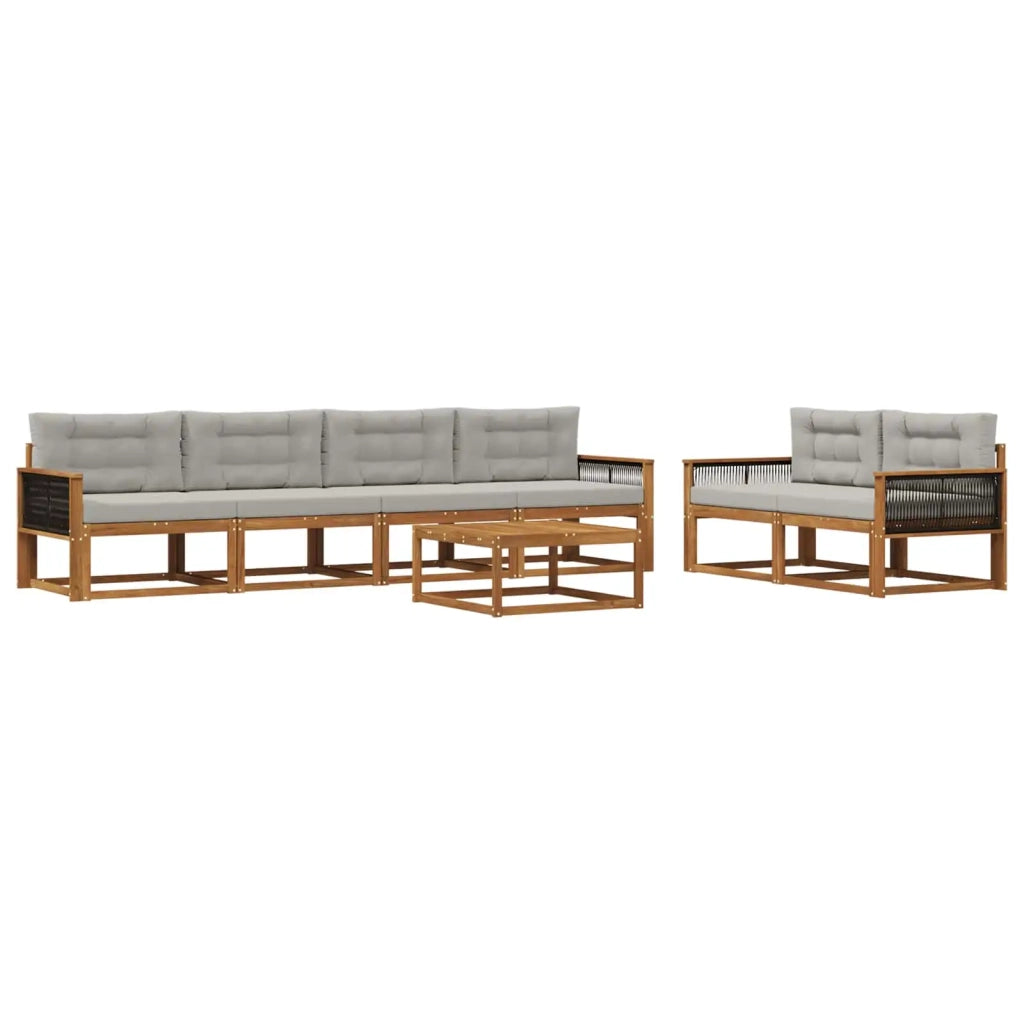 Set di divani da esterno 7 pcs Naturale e Grigio chiaro 3382364