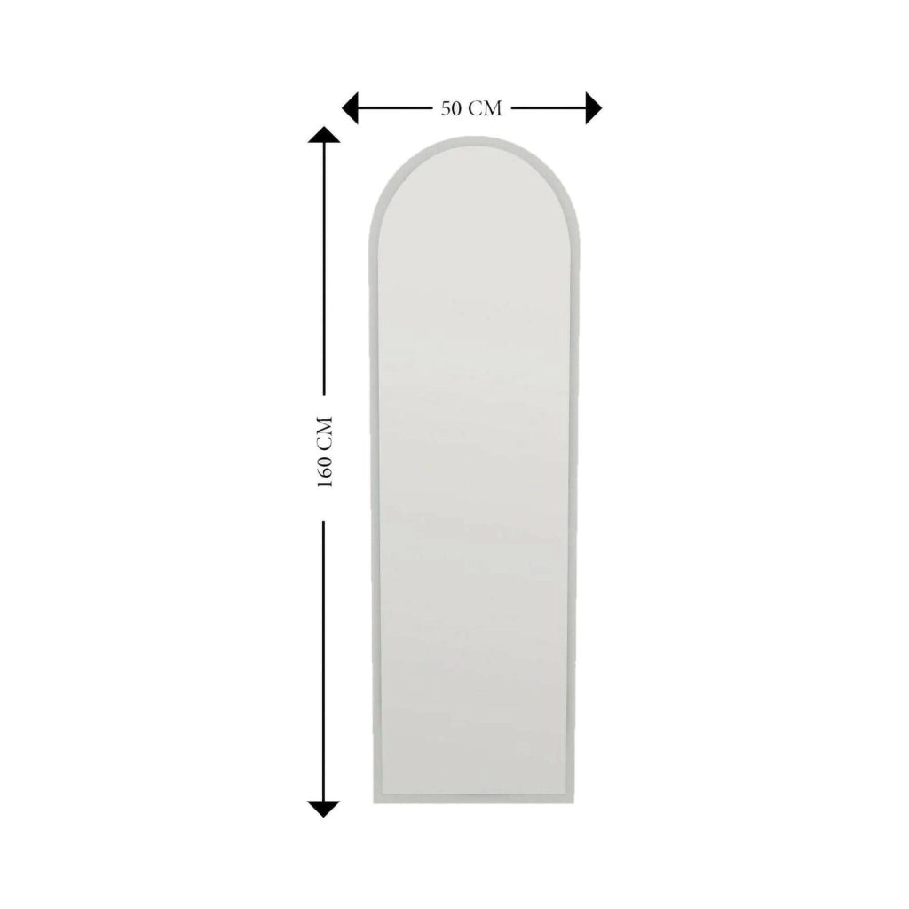 Specchio Artus, Specchiera, Articolo d'arredo a muro, Decorazione con specchio, 50x2h160 cm, Bianco