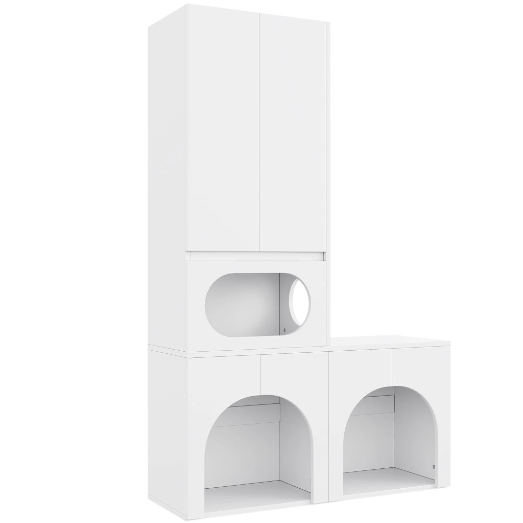 Mobile lettiere e accessori animali, bianco, 140 x 45 x 195 cm