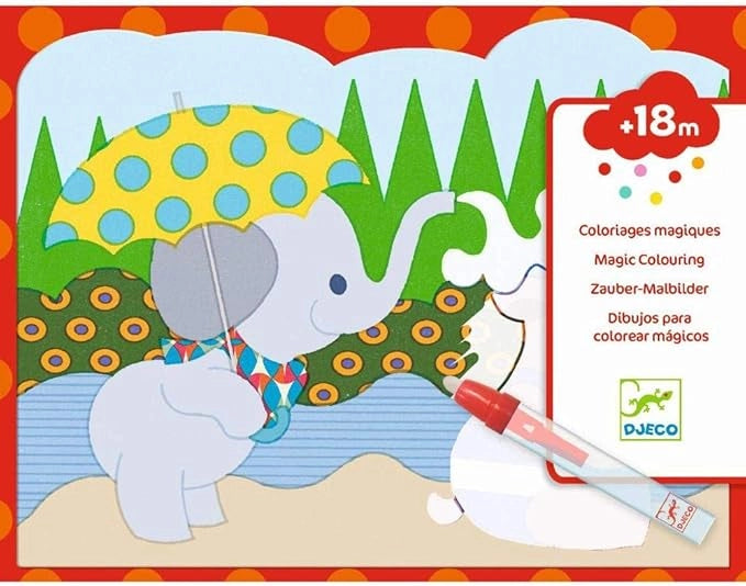 Colori magici Nascosto di fuori, Disegni da colorare con pennarello ad acqua,Djeco,Eta +18 mesi