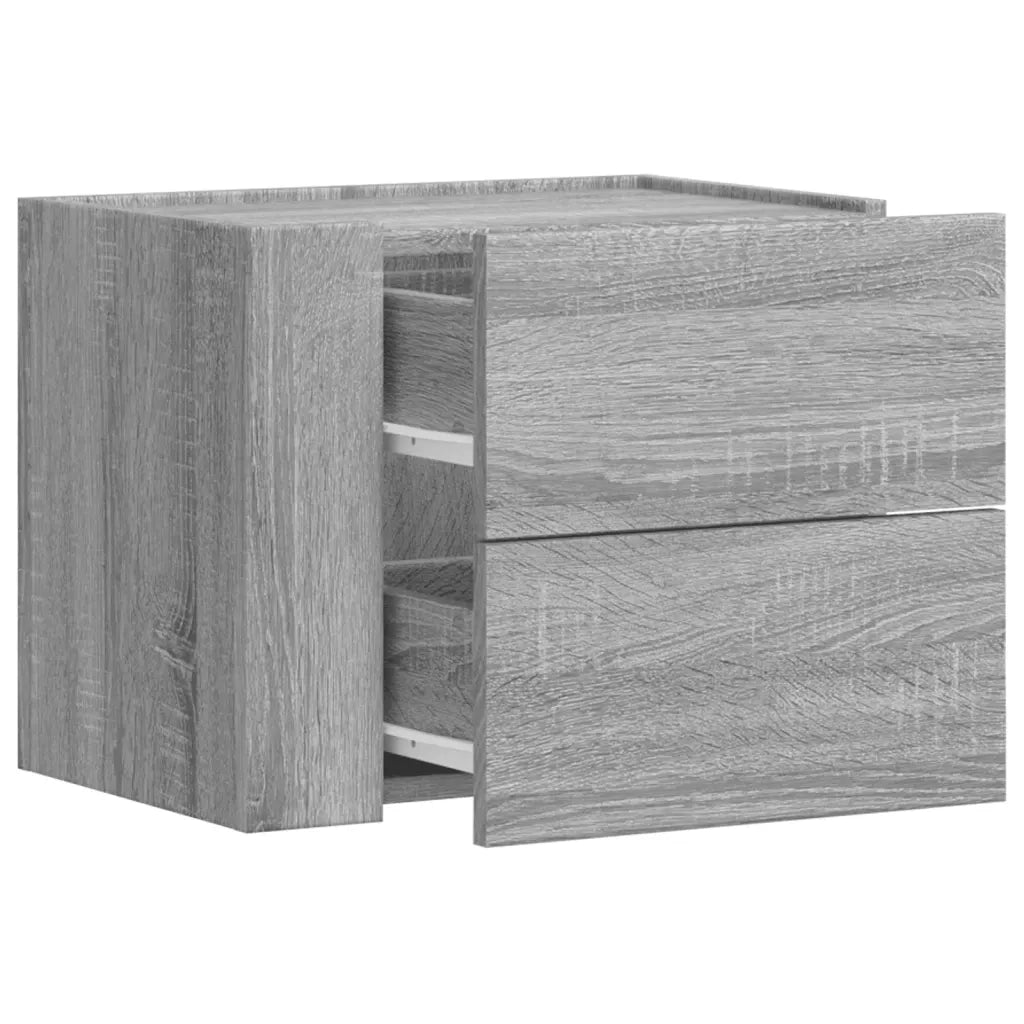 Set di 2 Comodini | Armadio da Notte | Mobiletto da notte a Muro Grigio Sonoma 45x30x35 cm