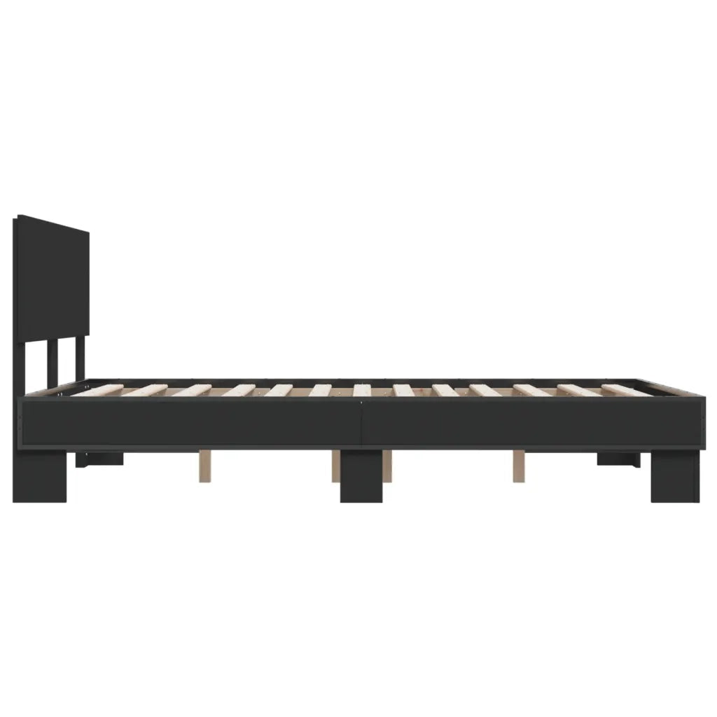 Giroletto Nero 120x200 cm in Legno Multistrato e Metallo 3280197