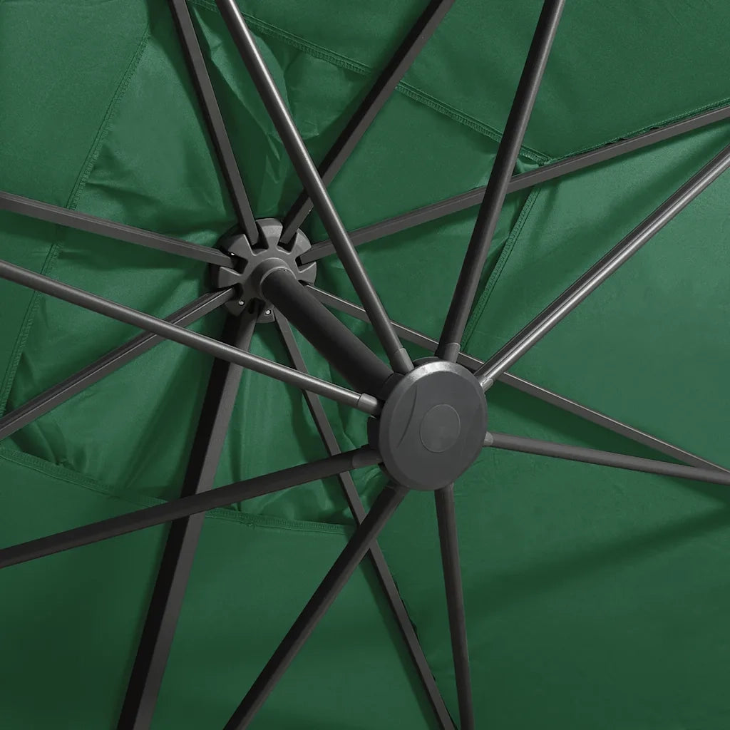 Ombrello | Parasolne a Sbalzo con Palo e Luci a LED Verde 300 cm