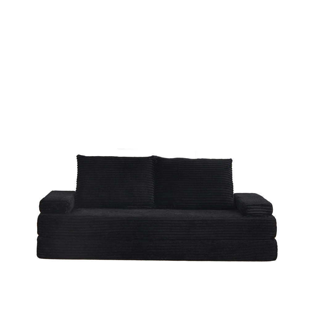 Divano letto in corda ¨C Minimal ¨C 210 cm, con 2 cuscini e schienali regolabili, grigio