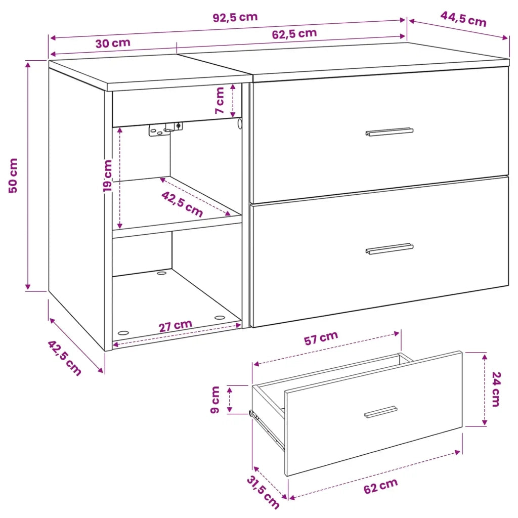 Set di mobili per il bagno 2 pz Rovere Nero 3403937
