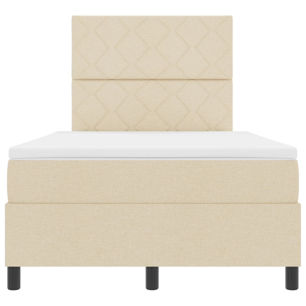 Letto con box spring e materasso crema 120x200 cm tessuto