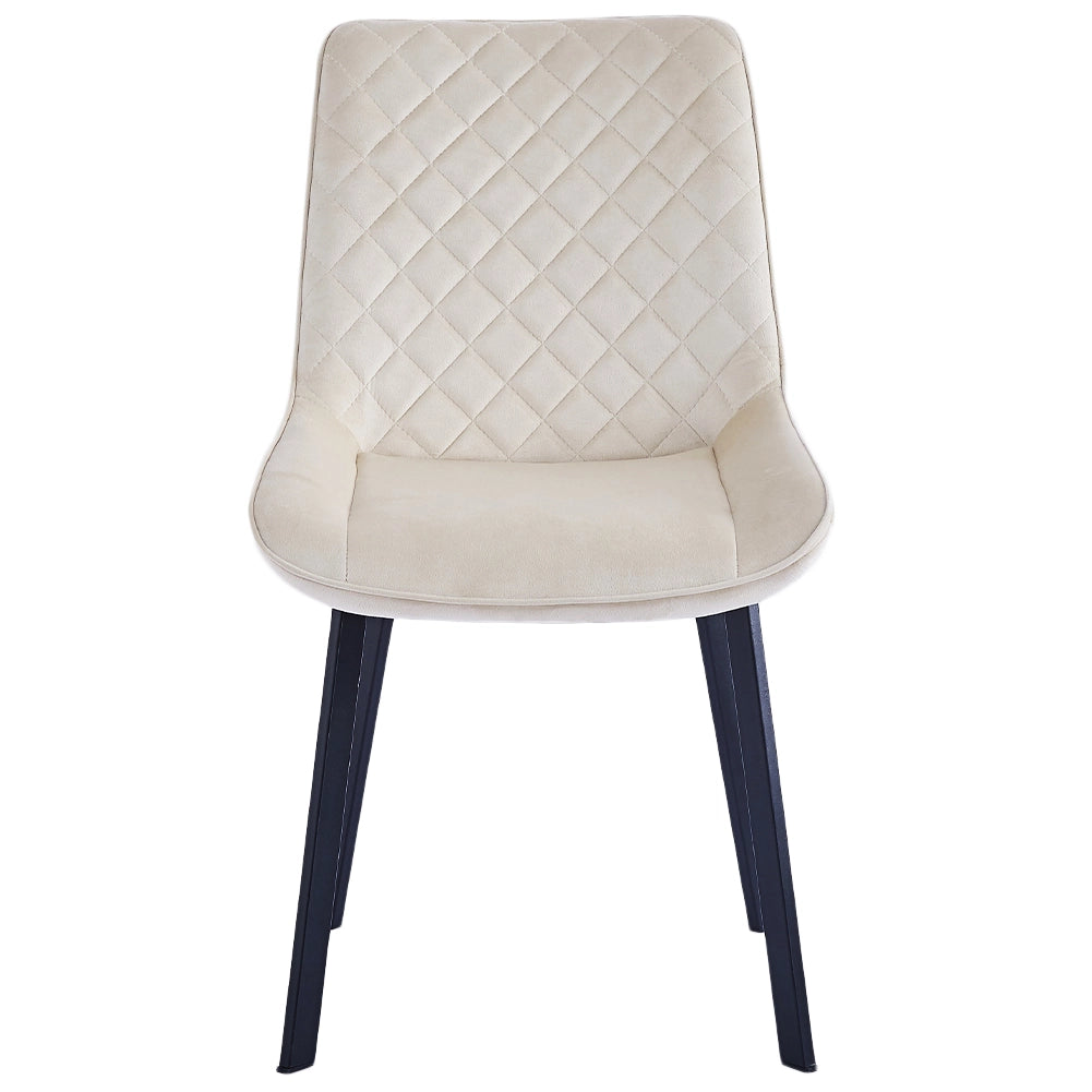Set 4 Sedie da Pranzo Rivestimento Velluto Beige Sedia Ufficio Casa Ergonomica