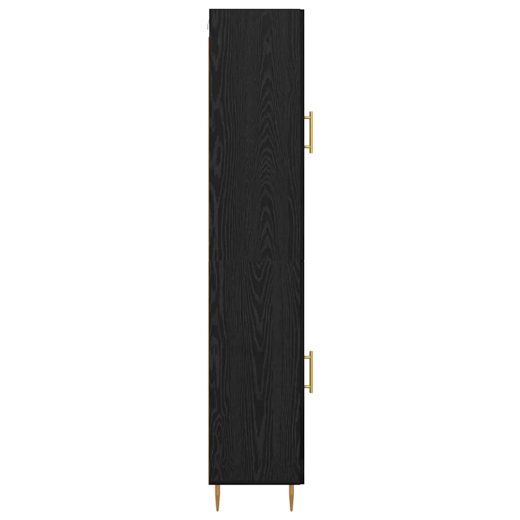 Credenza 2 pz-Set di 2 Buffet-Armadio da cucina Rovere Nero Legno multistrato 369771