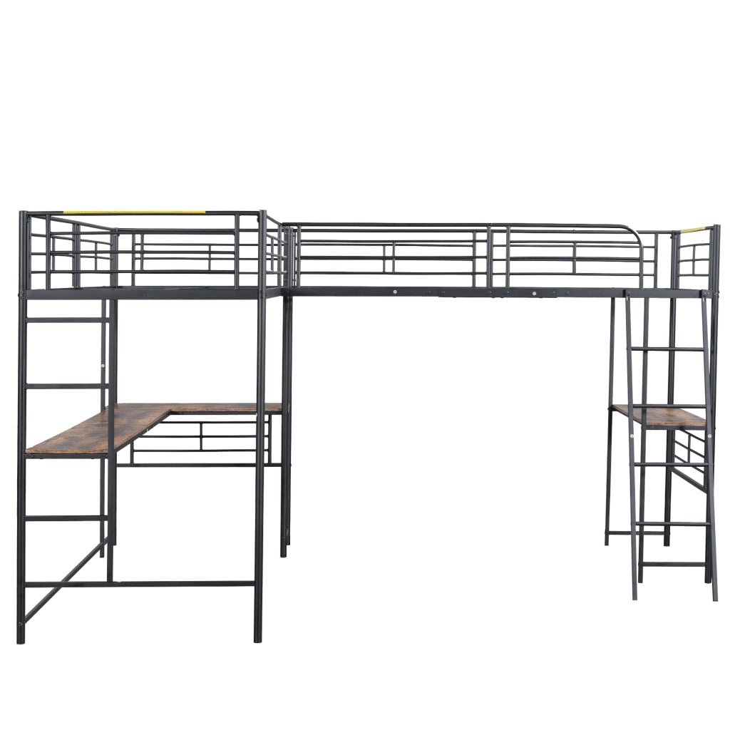 Letto a castello nero in MDF e metallo 90x200 cm