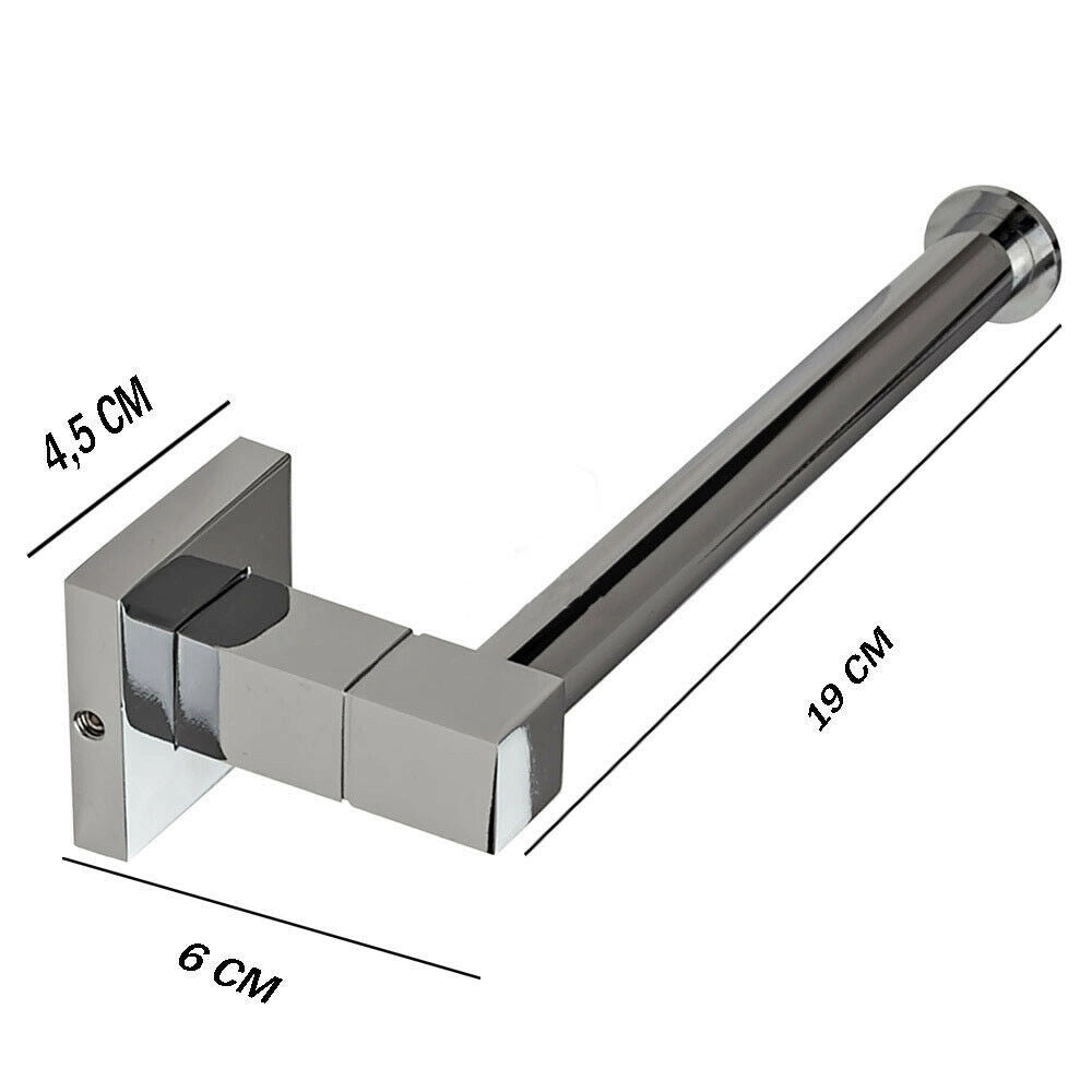Trade Shop - Porta Rotolo Carta Igienica Da Muro Acciaio Fissaggio Con O Senza Viti Arredo Bagno 59181 -