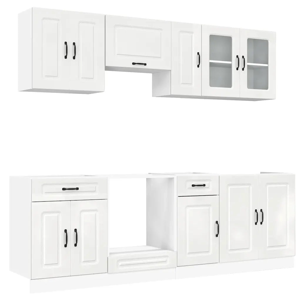 vidaXL Set Mobili da Cucina 8 pz Kalmar Bianchi Lucido in Truciolato
