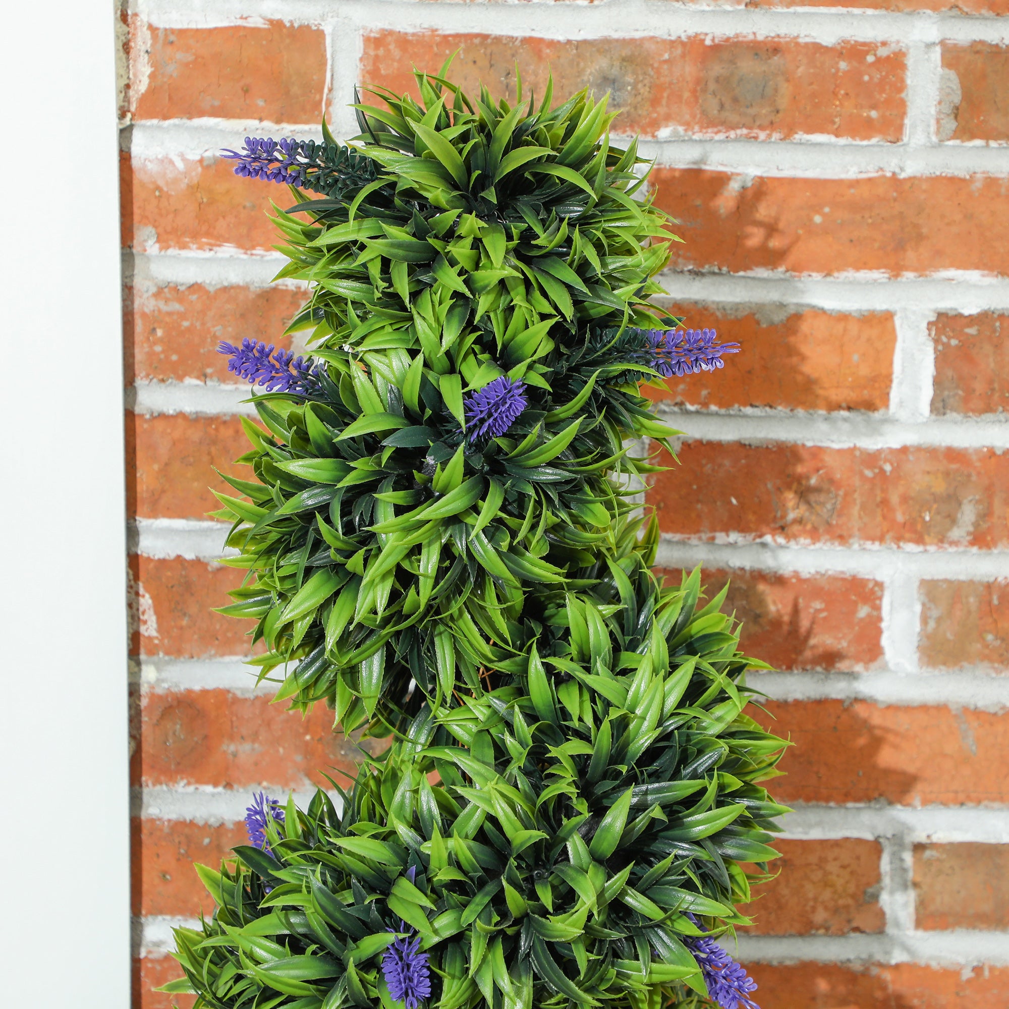 Set 2 Piante Atificiali di Bosso a Spirale Resistente UV con Lavanda  Alte 115 cm Verde e Blu