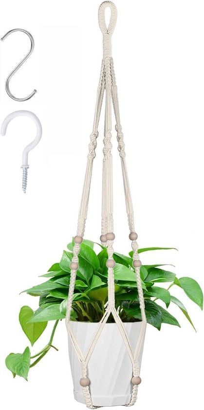 Decorazione per Parete e Soffitto con Corda di Cotone per Piante in Interno e Esterno, Supporto per Fiori e Piante con Ganci e Viti