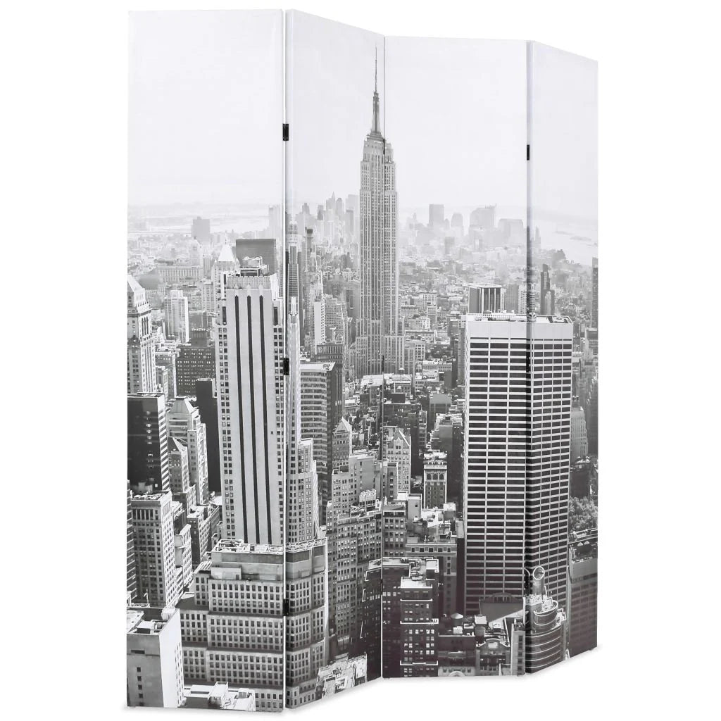 Paravento pieghevole divisorio mobile decorativo 160 cm New York bianco e nero 0802019