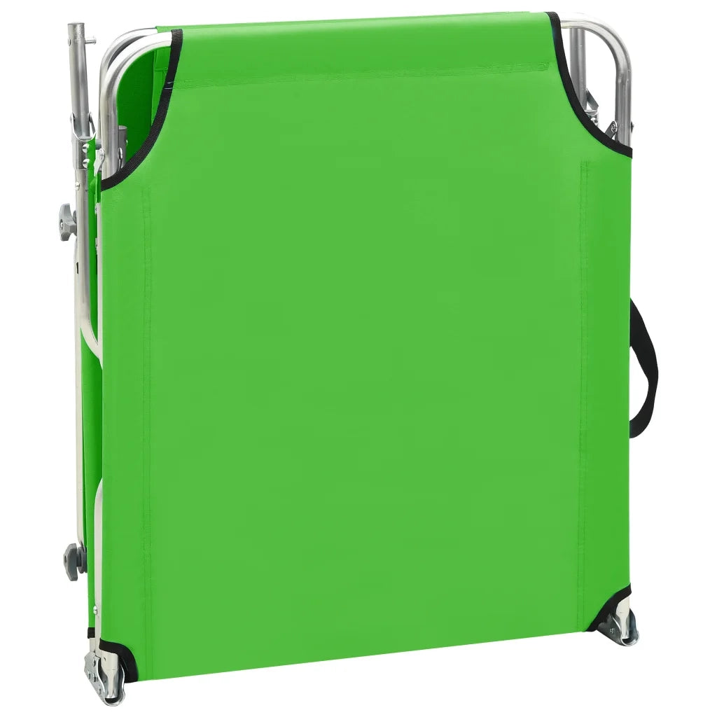 Lettino Prendisole Pieghevole con Baldacchino Verde Alluminio