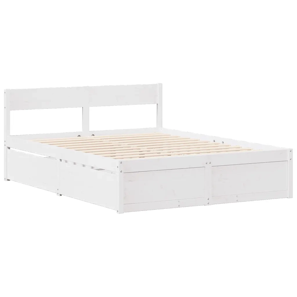 vidaXL Letto senza Materasso Bianco 160x200 cm Legno Massello di Pino
