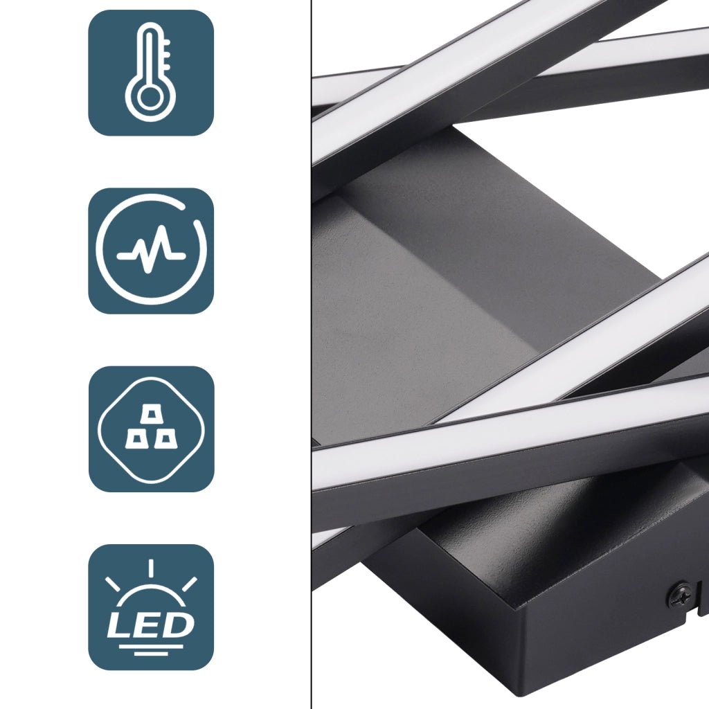 ZMH Lampada da soffitto LED 36W nera quadrata design moderno dimmerabile per cucina corridoio