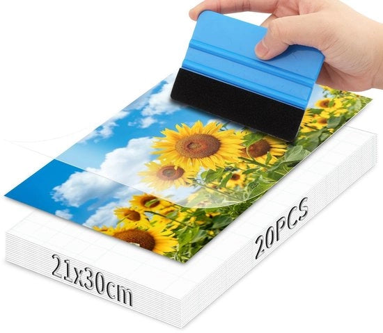 Laminazione A4 - 20 pezzi - Foglio autoadesivo - PVC trasparente - Resistente alle scalfitture - Impronte d'acqua - Alta resistenza al tempo - Laminazione a foglio