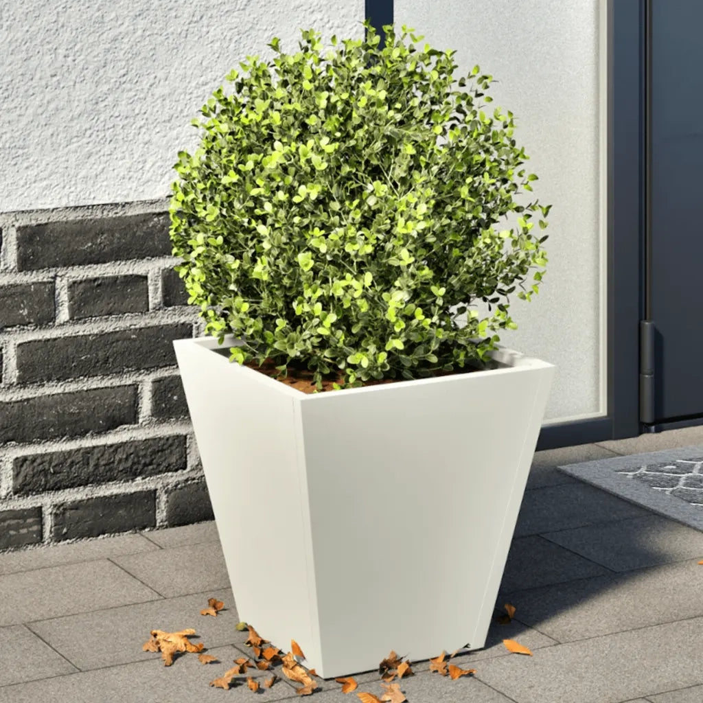 2 pz Fioriere | Cassetta per fiori | Vaso da Giardino Bianche 30x30x30 cm in Acciaio