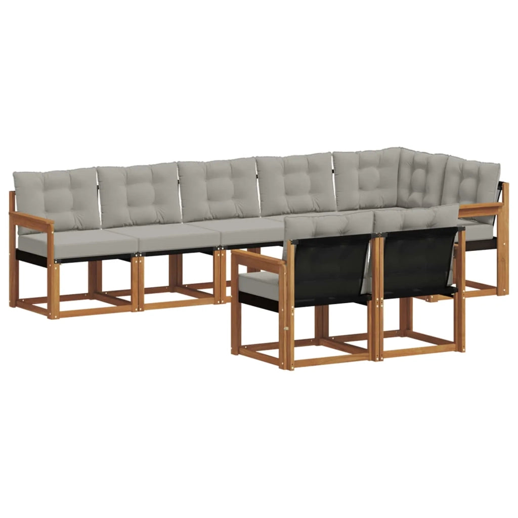 Set di divani da esterno 8 pcs Grigio Naturale e Chiaro