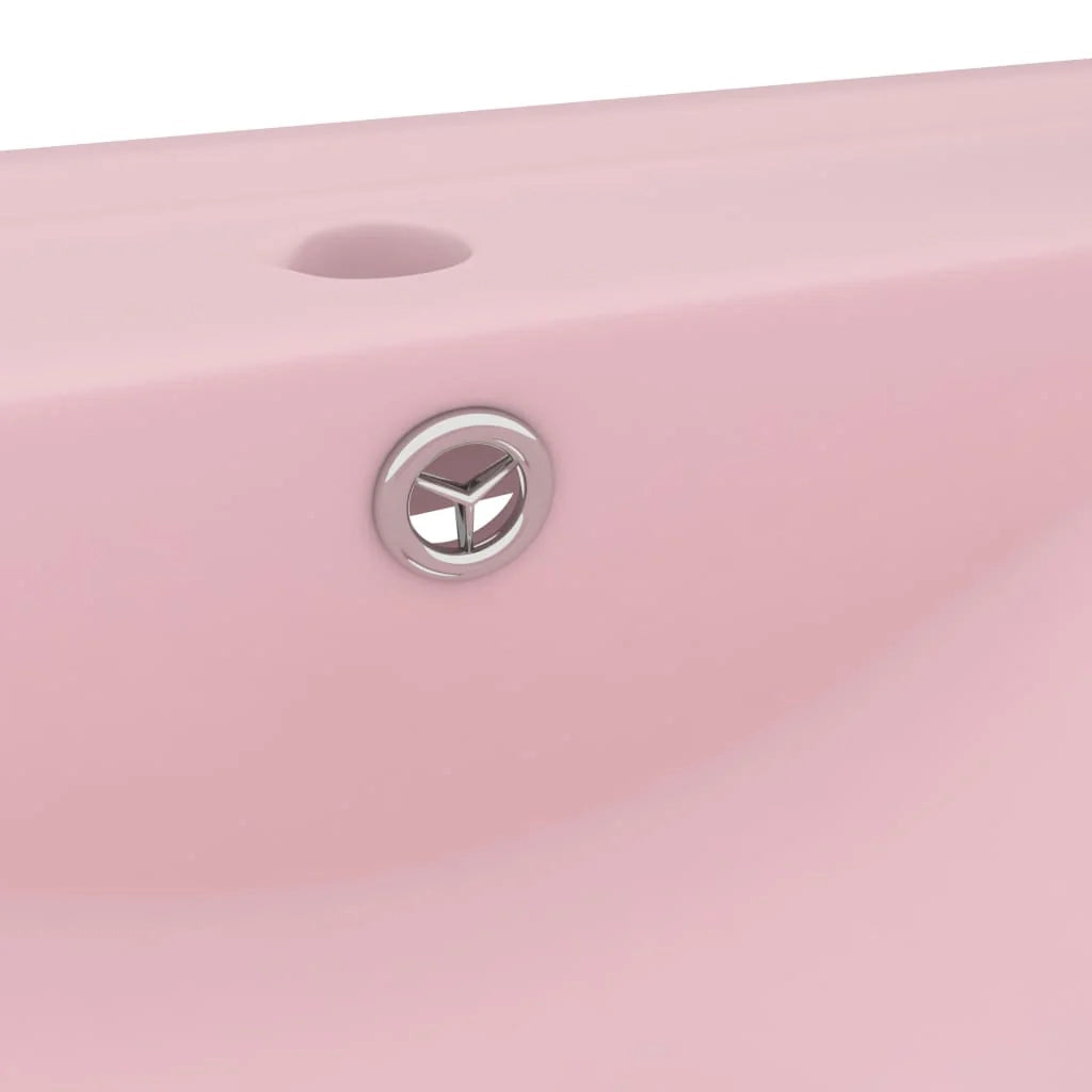Lavabo con foro per rubinetto lavabo da appoggio lavabo da bagno e cucina uso interno 60 x 46 cm ceramica rosa opaca 02_0002763