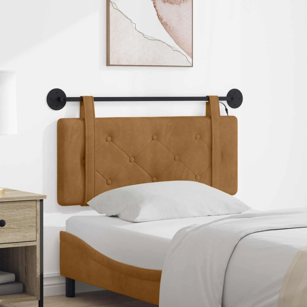 Testiera | Testata sospesa Con luce LED Marrone Velluto
