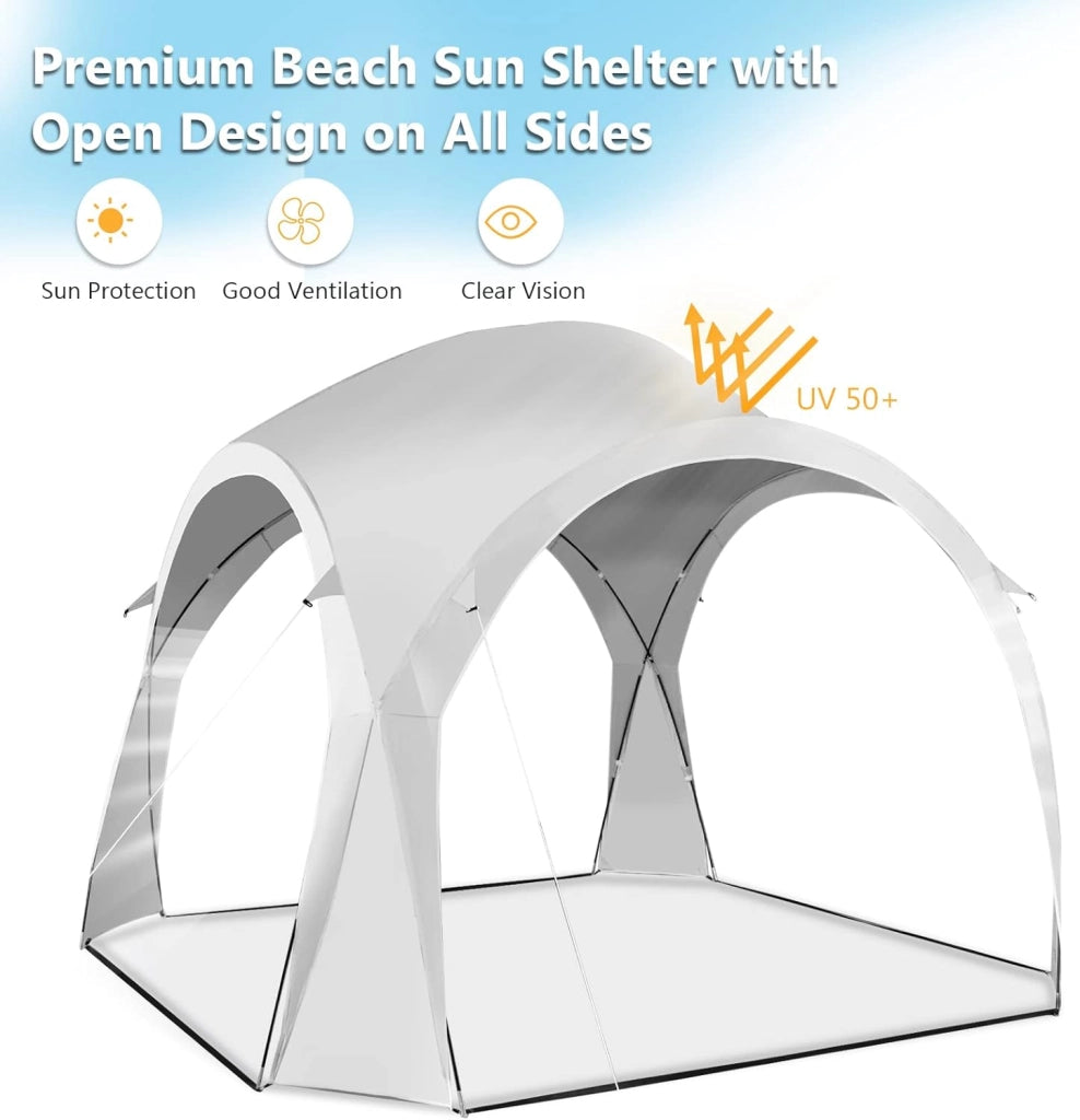 Tenda parasole pieghevole,327 x 327 x 270 cm,con protezione UPF 50+,tenda da spiaggia con borsa per il trasporto,parasole per 5-6 persone,portatile,tenda da spiaggia per famiglia,bianco