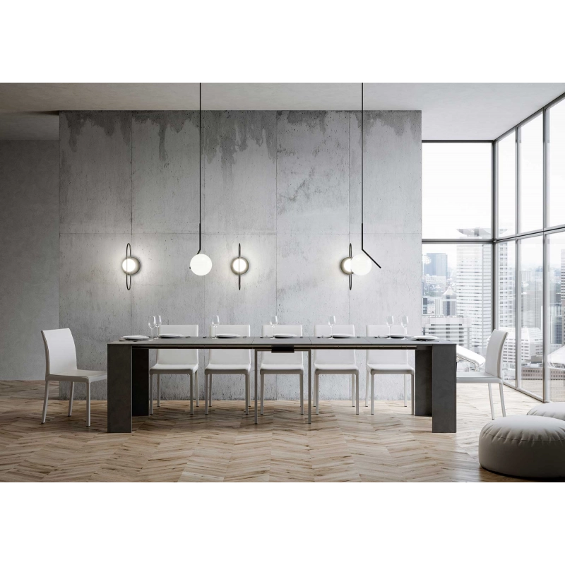 Consolle allungabile 90x42/302 cm Emy - Antracite Spatolato