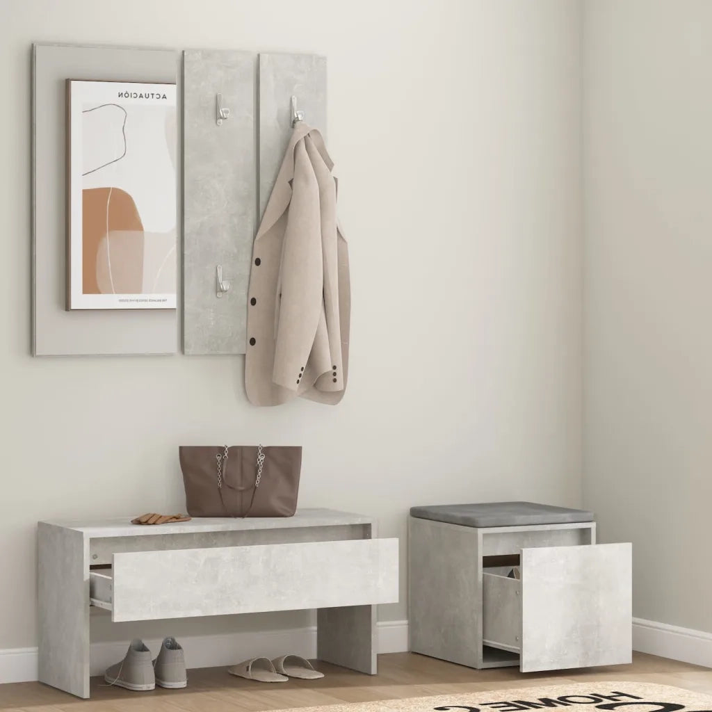 Set di Mobili da Corridoio Grigio Cemento in Legno Multistrato cod mxl 73556
