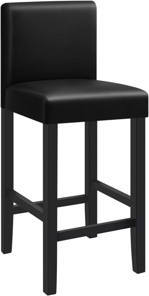 Sgabello da Bar con Schienale Poggiapiedi Sedie da Pranzo Imbottita Sedia Alta per Ristorante Cucina Legno+PVC Nero 2 Pezzi