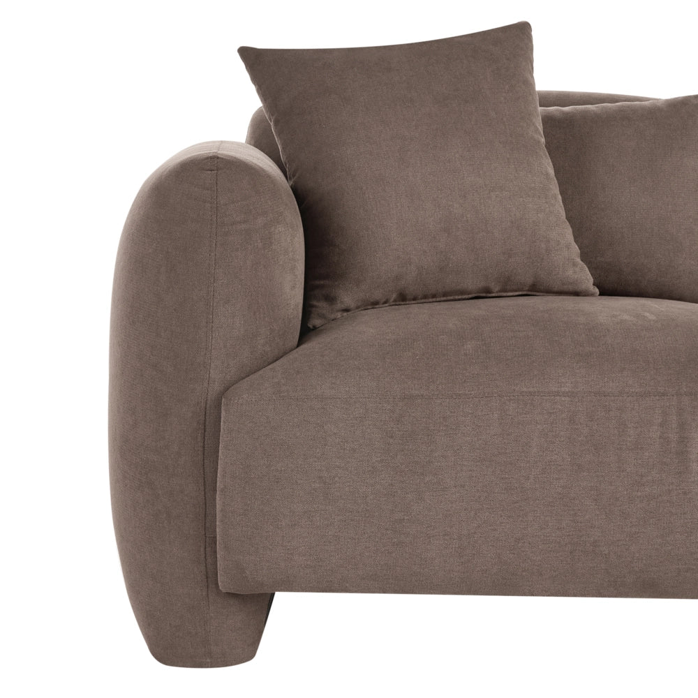 Divano imbottito minimalista a profilo ribassato a 3 posti con seduta profonda marron stile minimalista