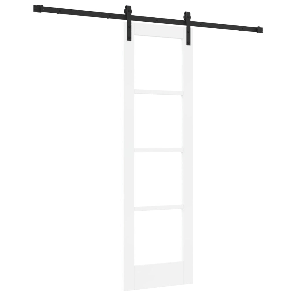 Porta Scorrevole con Set di Accessori 'ORKDAL'Bianco in Legno Massello e Vetro