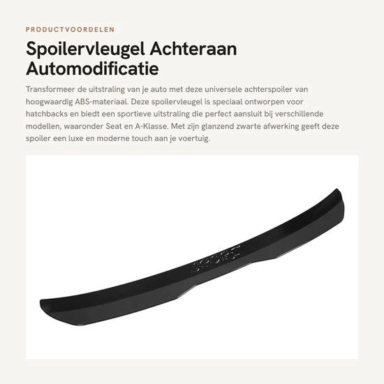 Achterspoiler universale - Vleugel - ABS - Accessori - Automodificazione - Luccicante Nero - Stile Maxton