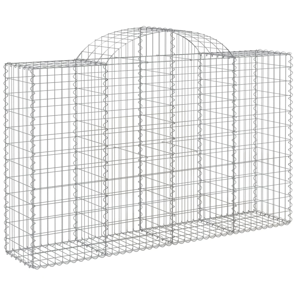 Cestini gabbioni recinzione a gabbia muro di contenimento ad arco 3 pezzi 200 x 50 x 120/140 cm ferro zincato argento 02_0040746