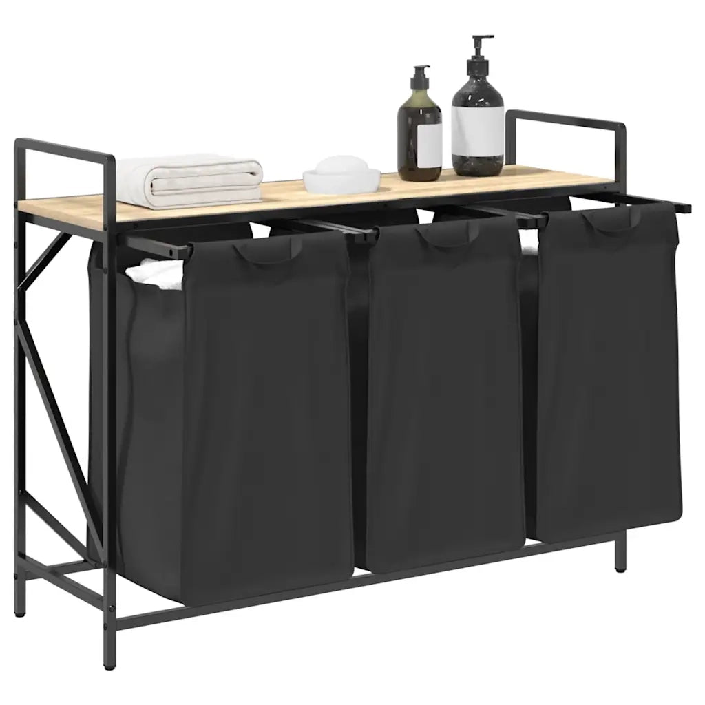 Cesto per la Biancheria 3 Scomparti con Ripiano Rovere Sonoma 859061