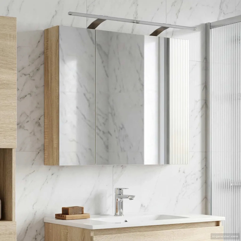 Mobiletto per specchio da bagno Rovere Sonoma 80 x 14.5 x 70 cm