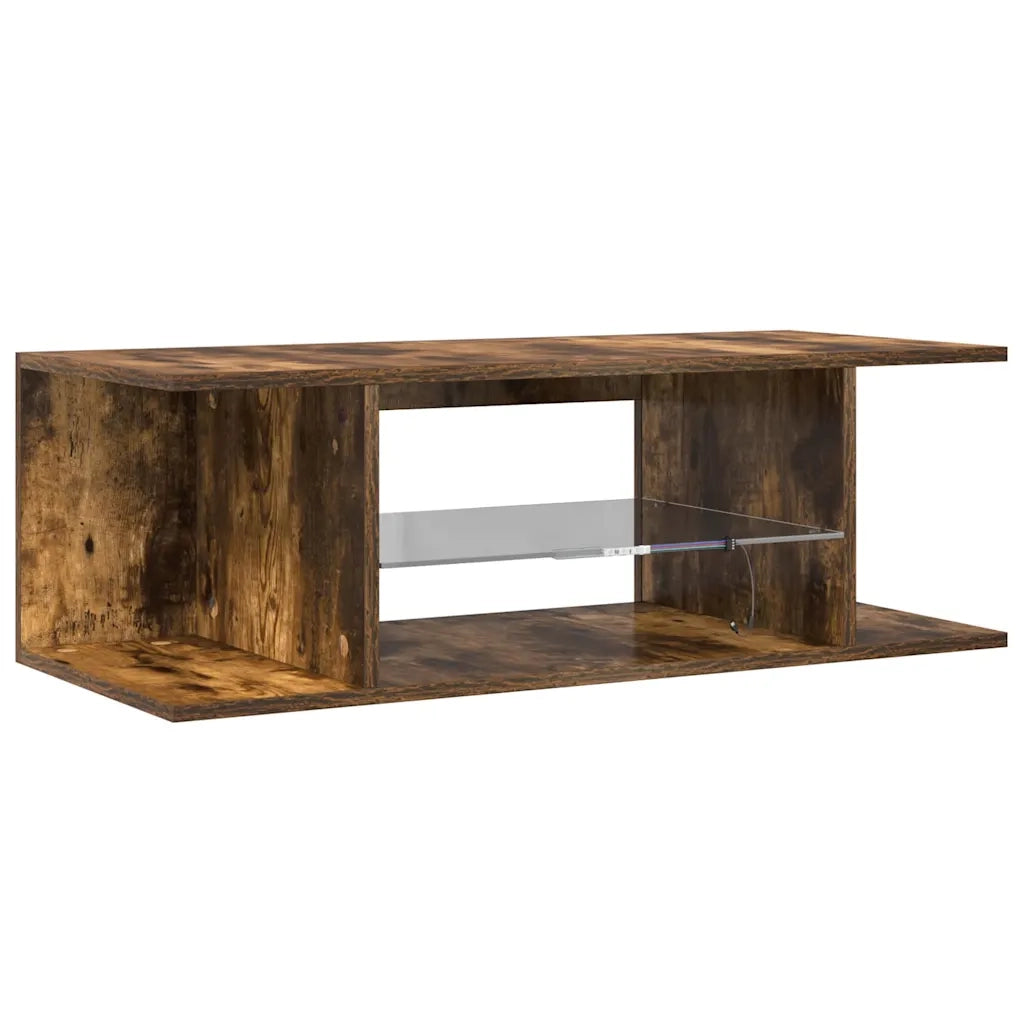 Mobile Porta TV con Luci LED Rovere Fumo 90x39x30 cm 822665