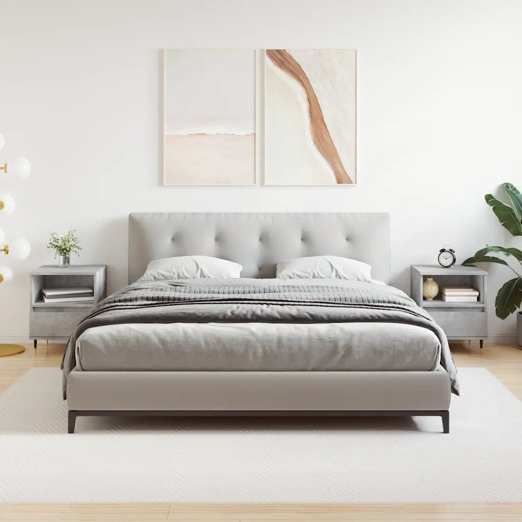 Comodini 2pz-Set di 2 Tavolino da notte Grigio Cemento 40x35x50 cm in Legno Multistrato 720516