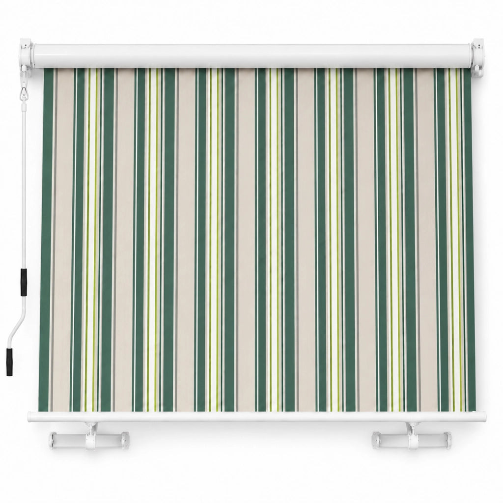 Tenda Parasole Avvolgibile Con Argano Manuale Telaio In Alluminio Copertura In Poliestere 280G Schermo UV Riparo Visivo Per Balcone Terrazzo Portico E Ambienti Esterni 295x250x50 Cm Verde E Beige