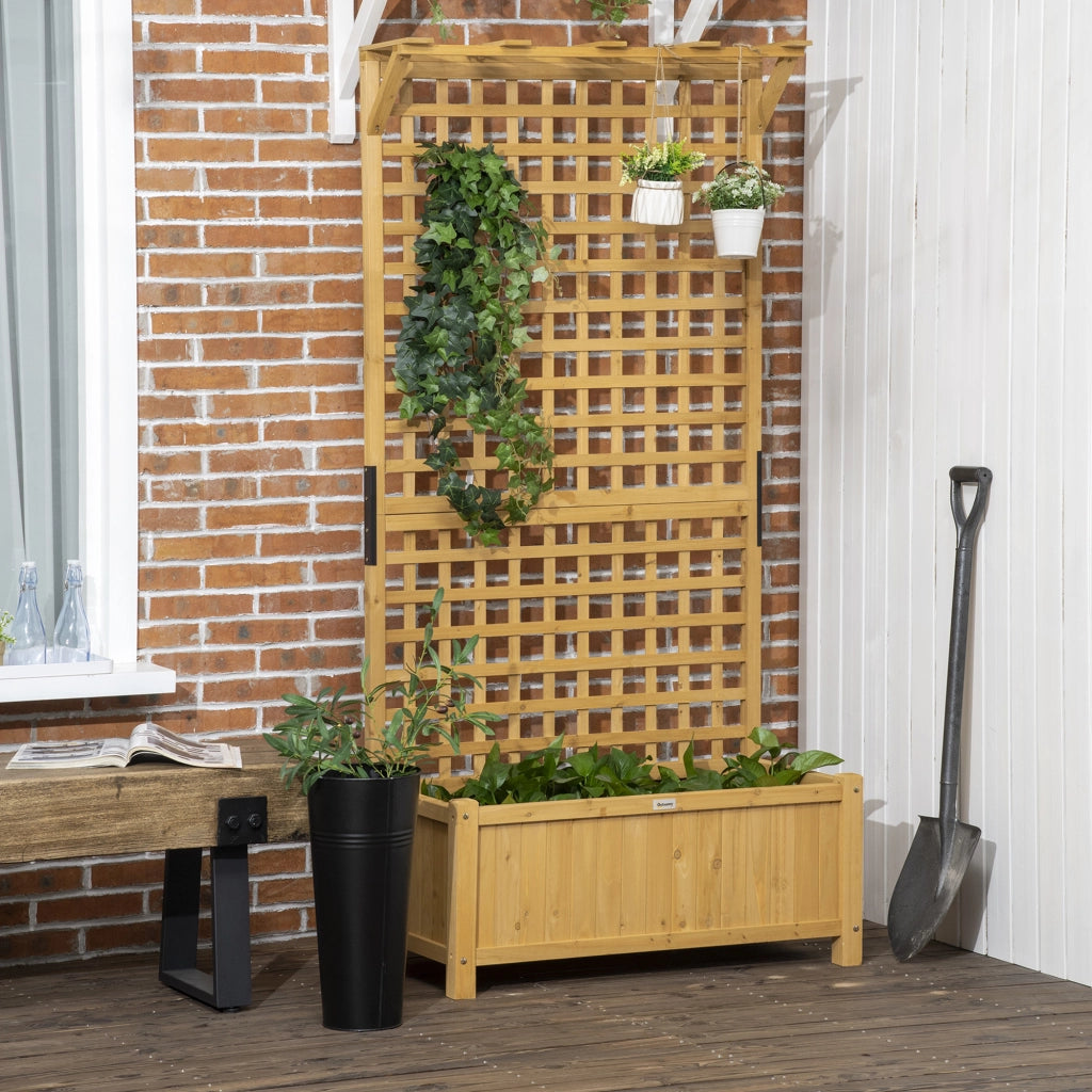 Fioriera con traliccio in legno per piante rampicanti ¨C zephmum ¨C naturale 90x45x183 cm