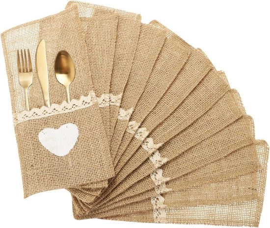 Set di 12 pezzi di supporti di tovaglietta in burlap per decorazione di tavola per feste e matrimoni
