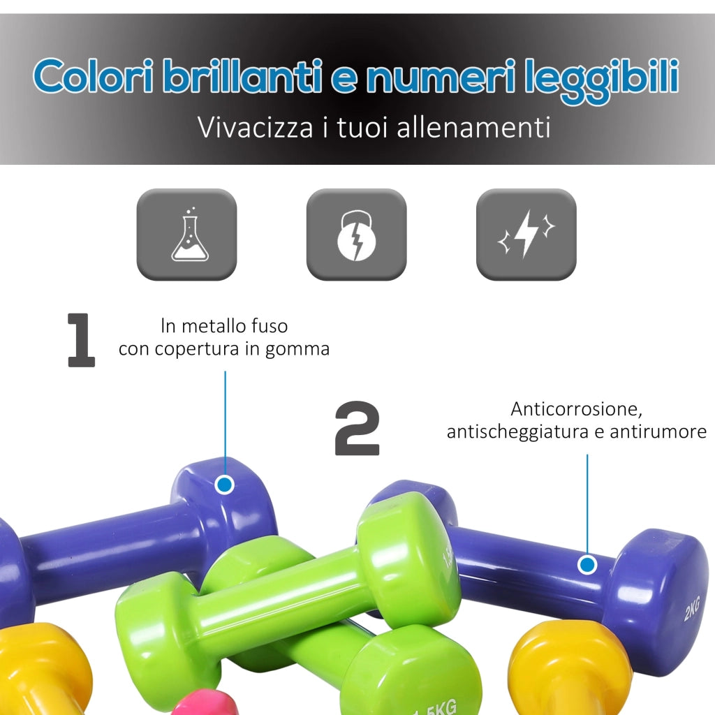 Set di Manubri per Allenamento a Casa Copertura in Gomma