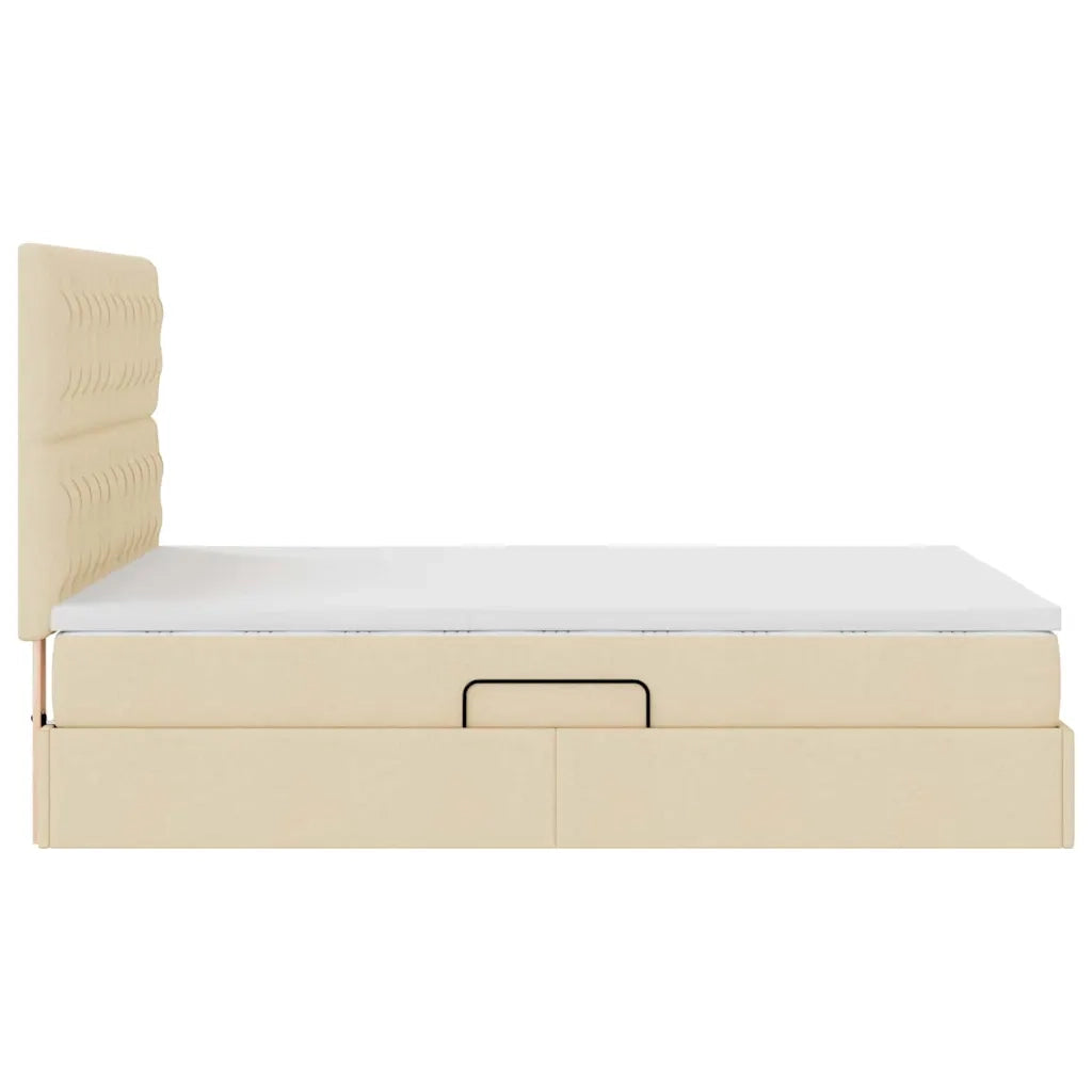 Letto con contenitore e materasso Crema 140 x 190 cm Poliestere