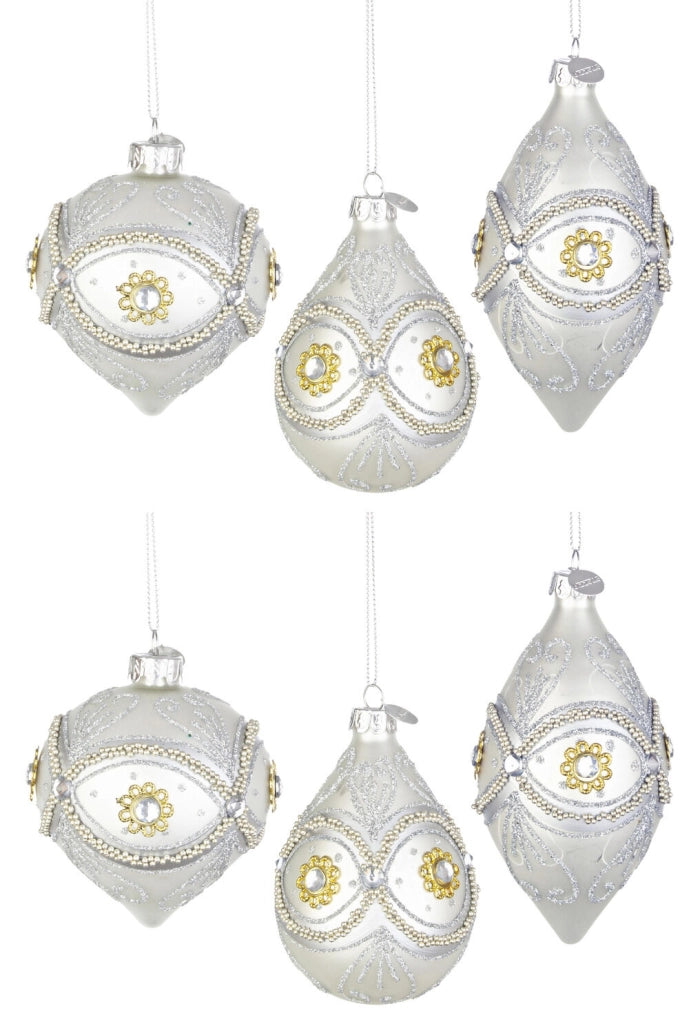 Pendagli Palline di Natale Vetro Argento Eleganti Occhio Goccia Addobbi Albero